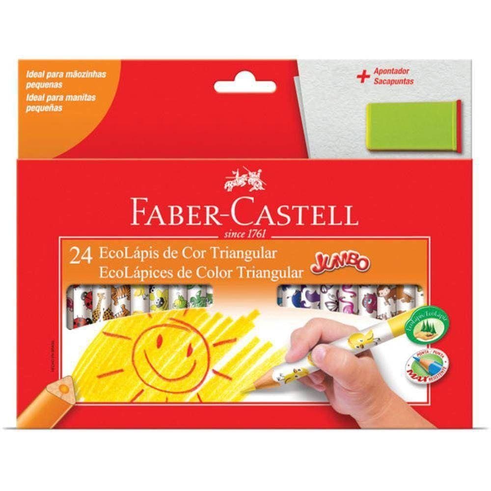 Ecolápis De Cor Faber Castell Jumbo Estojo Com 24 Cores