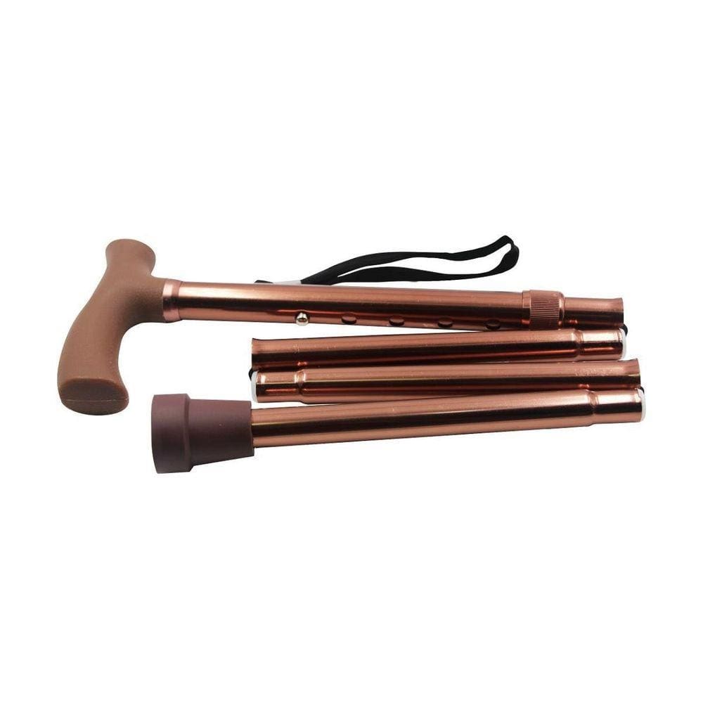 Bengala Alumínio Dobrável Com Regulagem Altura Idoso Bronze