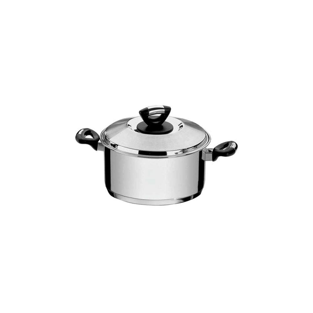 Caçarola Tramontina Solar Baquelite Funda em Aço Inox Fundo Triplo com Tampa Alças de Baquelite 16 cm 1,8 L Tramontina