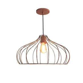 Lustre Pendente Aramado Onion Ø42X25Cm Cobre Retrô Md8026