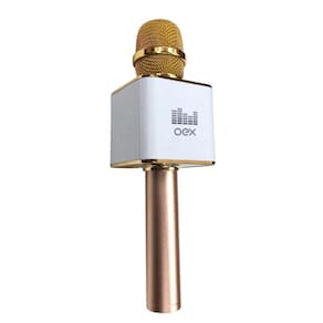 Microfone Karaoke Voice Bluetooth Dourado 6W MK100 Oex