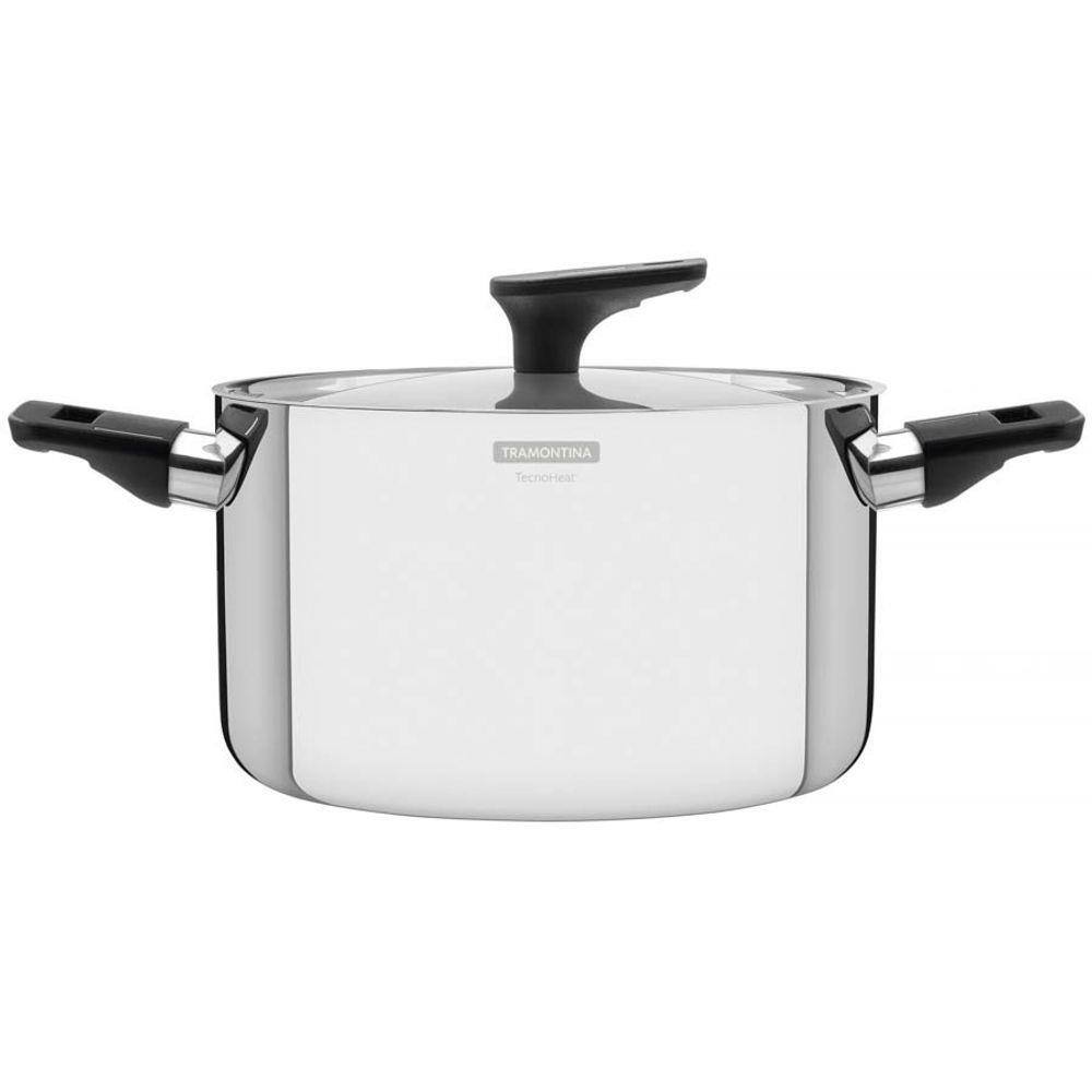 Caçarola Tramontina Grano Baquelite Funda Aço Inox Corpo Triplo Tampa Alças de Baquelite 24 cm 5,8 L Tramontina