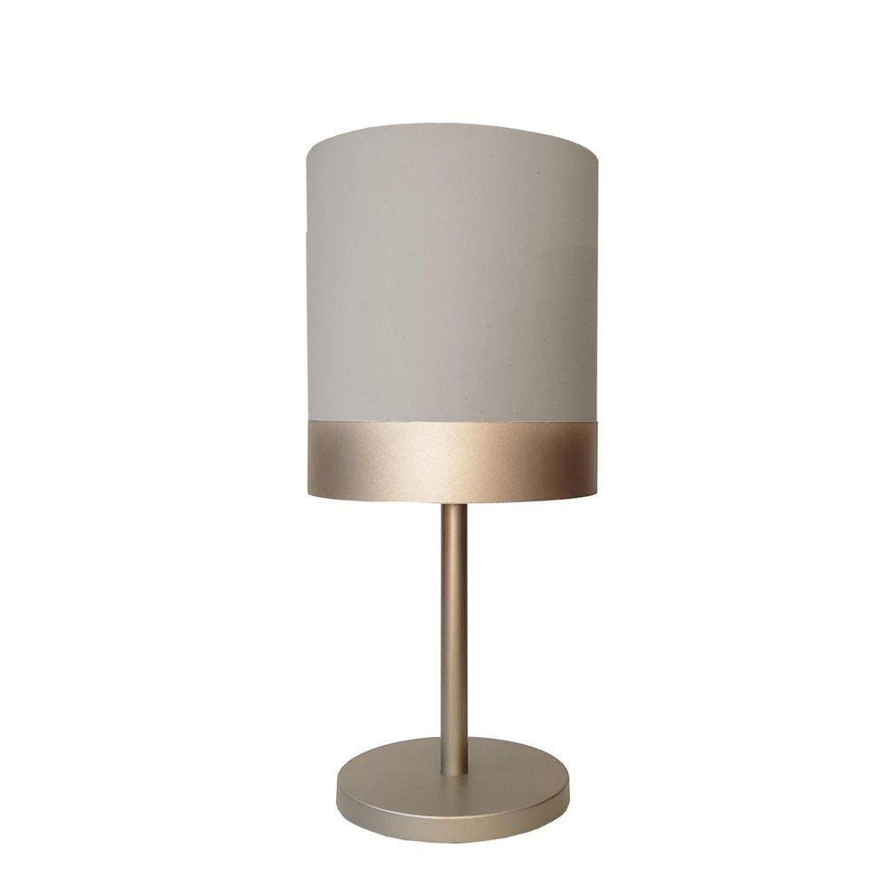 Abajur Quarto Alumínio Cor Bronze Cúpula Cinza 20X43