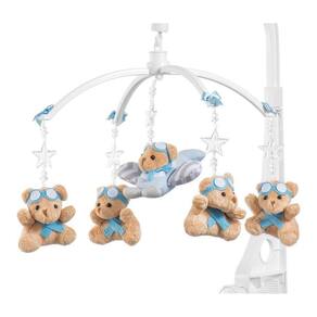 Móbile para berço musical e giratório Urso Aviador Bebê