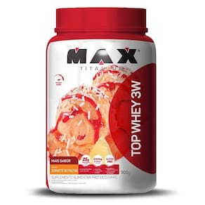 Top Whey Mais Sabor 900g sorvete de frutas Max Titanium