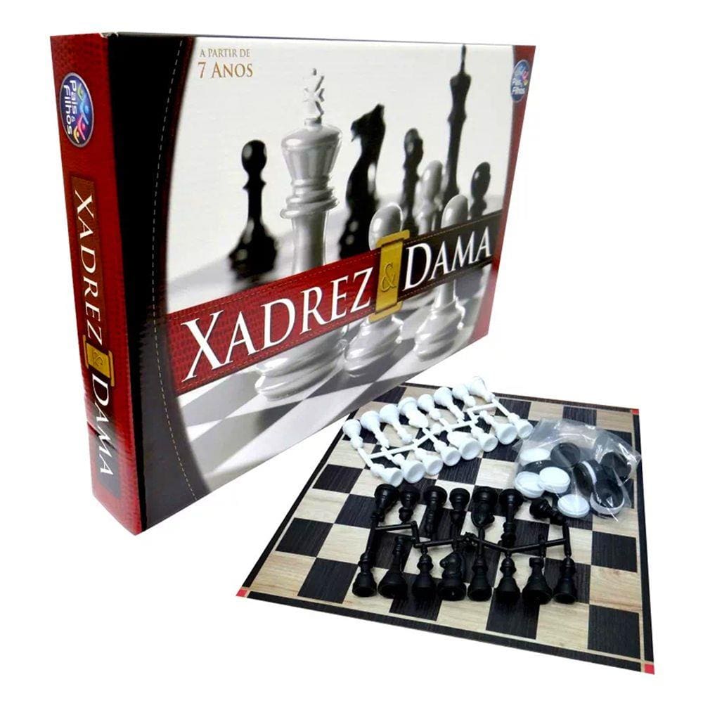 Jogo de xadrez com tabuleiro magnetico dobravel 2 em 1 dk