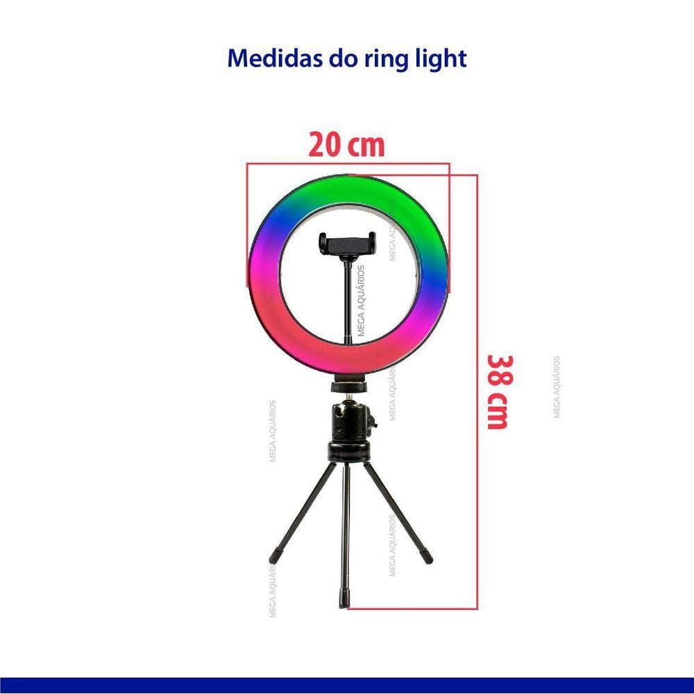 Anel De Luz Ring Light Colorido Gravar Vídeo Com Tripé Mj20