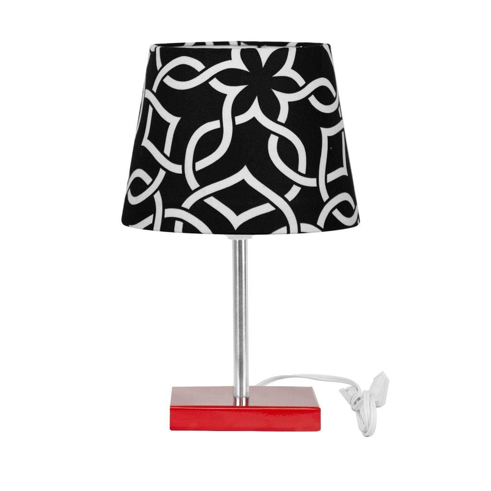 Abajur Eros Touch Dome Elos Preto 060 Base Vermelha Quadr.