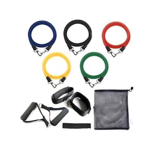 Kit Elasticos 11 Peças Musculação Funcional Yoga Pilates