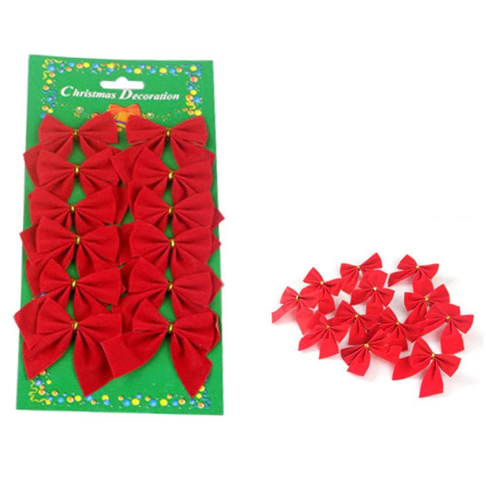 Enfeite De Natal Laços Vermelhos Peq  - 12 Unidades