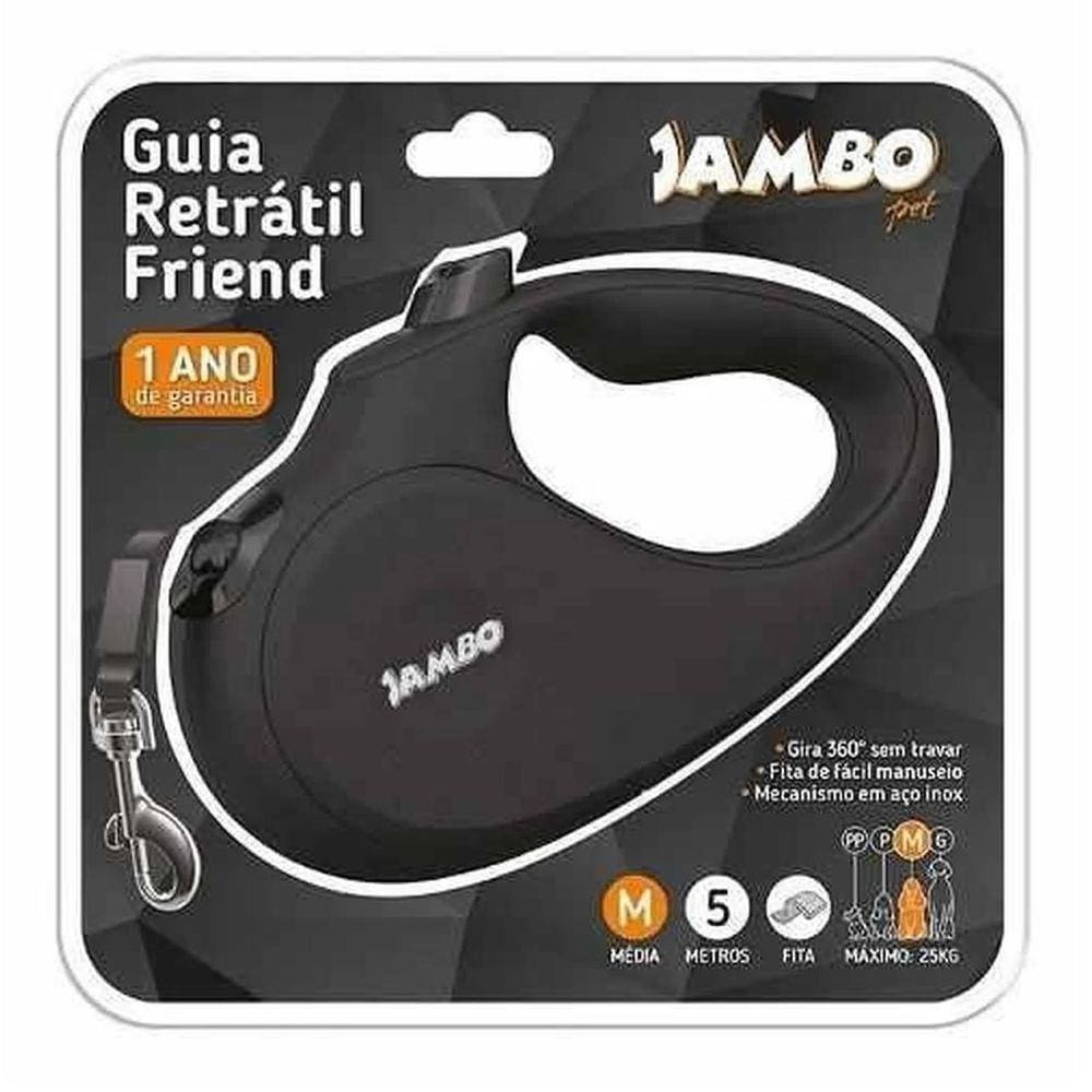 Jambo Guia Retratil Friend Media Preta