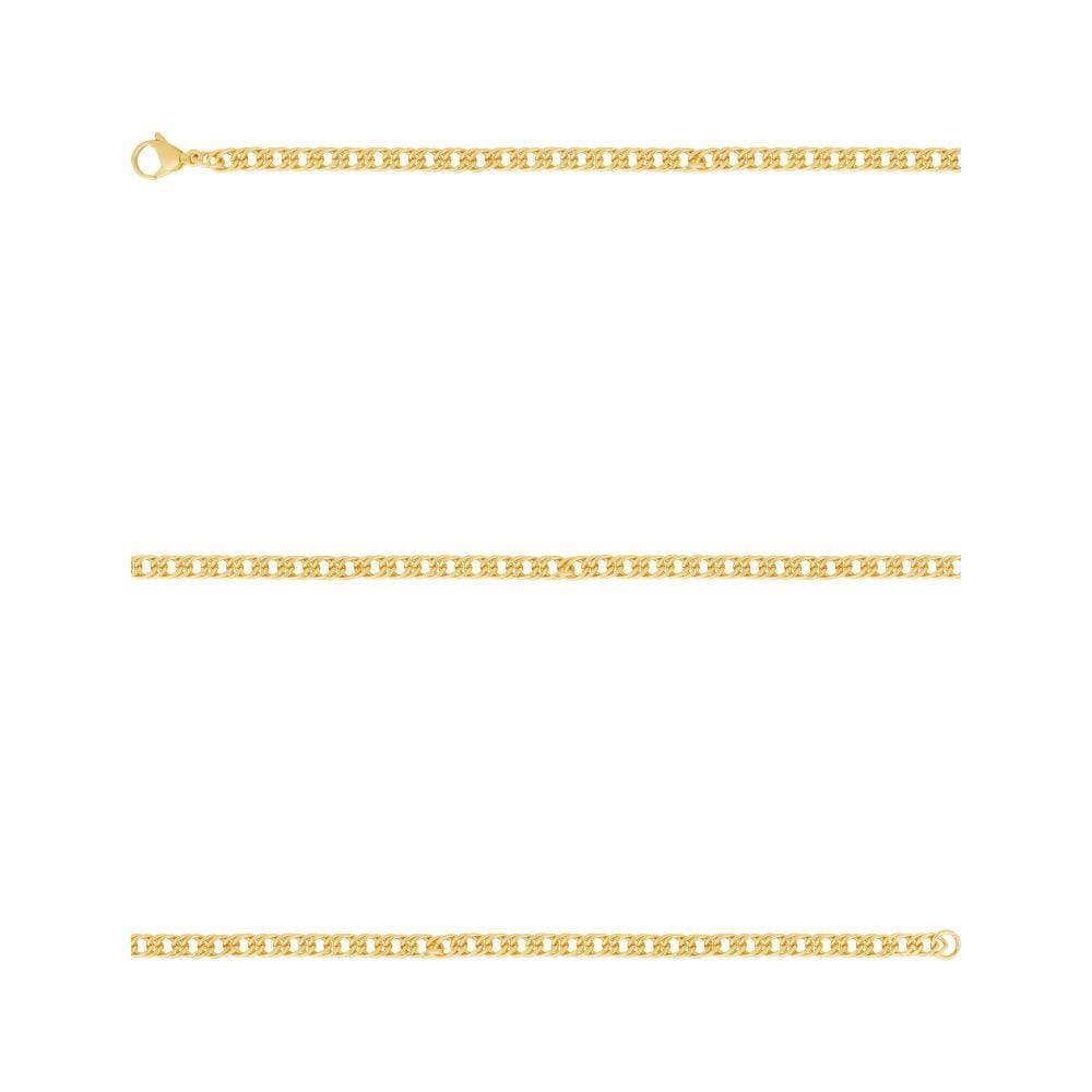 Pulseira Aço Groumet Elos Duplos 4.70mm 21cm Gold IPG