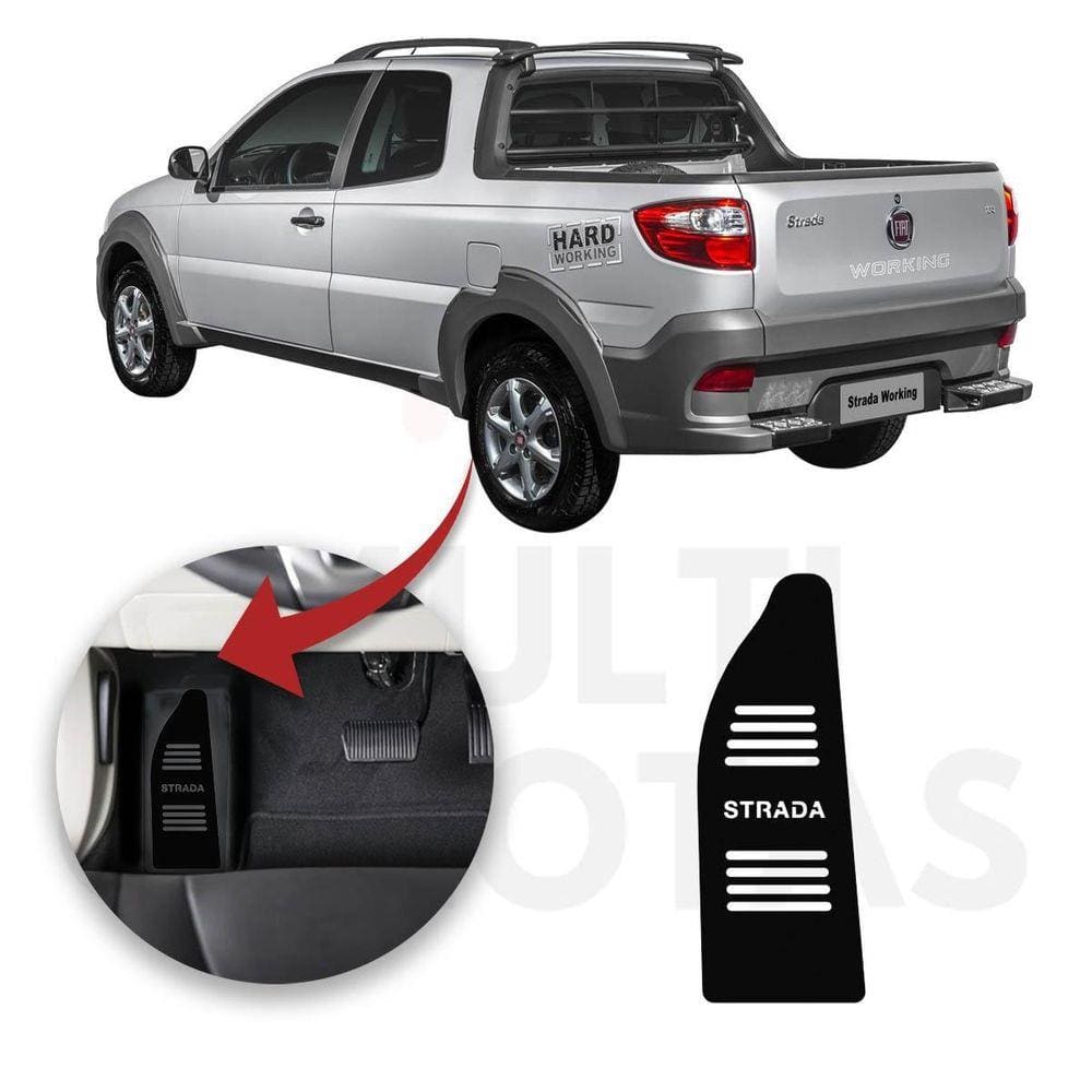 Descanso De Pé Fiat Strada 2013 A 2019 Aço Escovado Preto