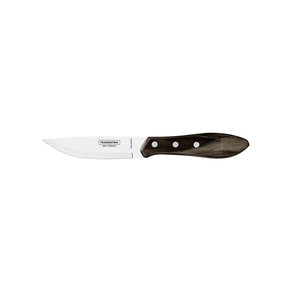 Faca para Churrasco Jumbo Tramontina com Lâmina em Aço Inox e Cabo de Madeira Polywood Castanho 5” Tramontina