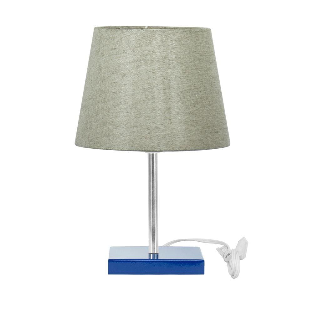 Abajur Eros Touch Dome Cinza Escuro 022 Base Azul Quadrada