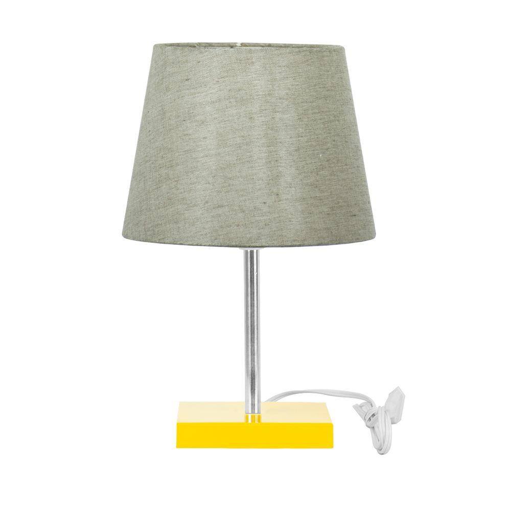 Abajur Eros Touch Dome Cinza Escuro 022 Base Amarela Quad.