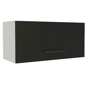 Armário Aéreo de Cozinha Madesa Agata 70 cm 1 Porta Basculante - Branco/Preto