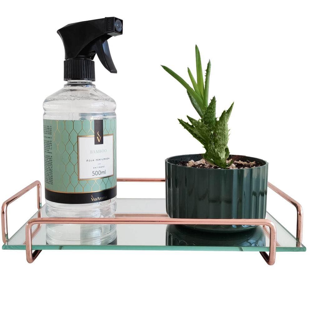 Bandeja Espelhada Para Aparador Vidro Para Banheiro Ou Café Rosé Gold