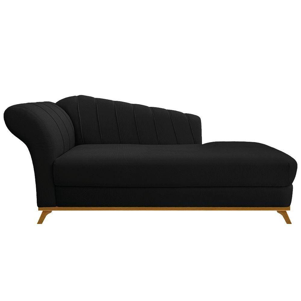 Recamier Vanessa 185cm Lado Direito Suede Preto