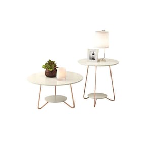 Conjunto Mesa Decoração Para Sala Centro E Lateral Liz OffWhite