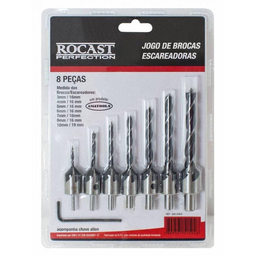 Jogo de Brocas Escareadoras (7 peças 1 chave) - Rocast