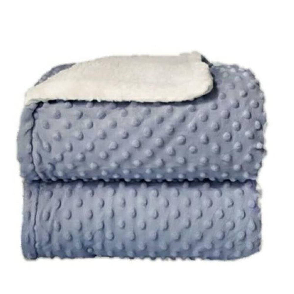 Cobertor Bebê Com Sherpa Dots Azul