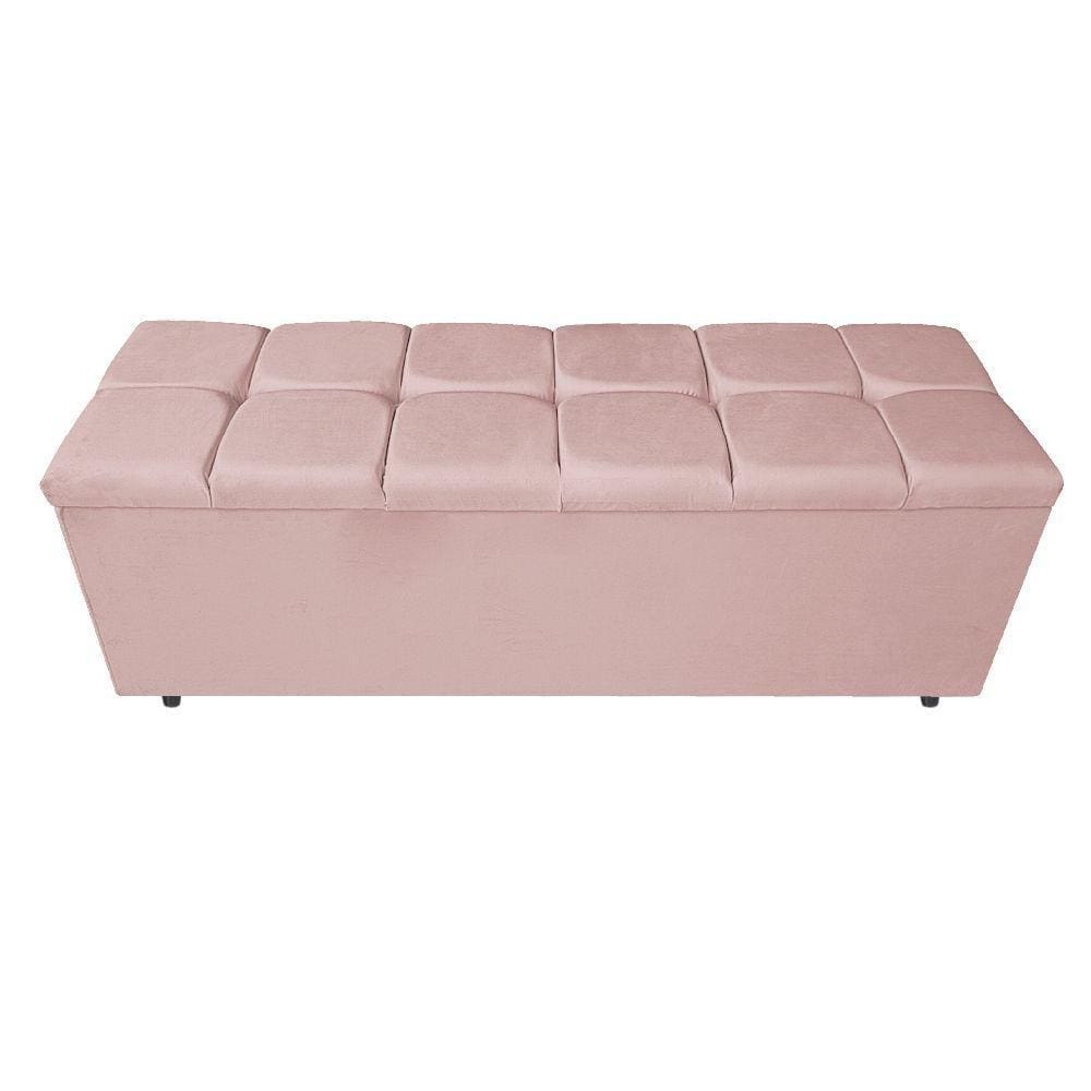 Calçadeira Estofada Manchester 195 Cm King Size Suede Rosê