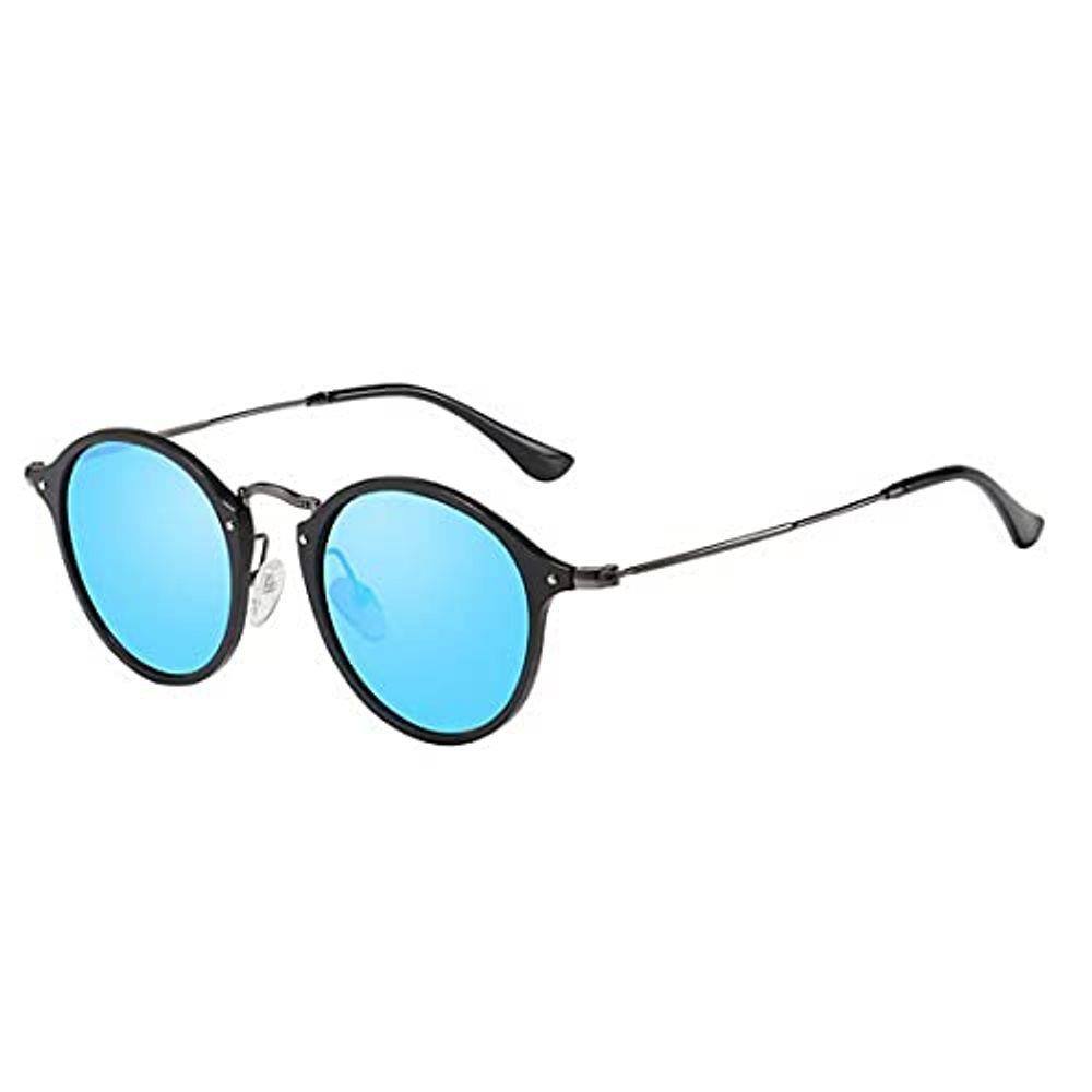 Óculos de Sol Barcur Retro Redondo Design Fino e Leve SteamPunk Polarizados com Proteção uv400