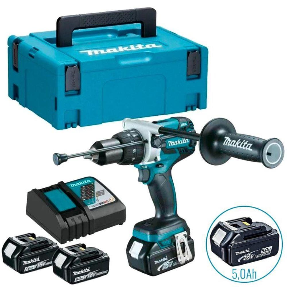 Furadeira Parafusadeira 18V Impacto 1/2 POL 2 Bateria 5,0Ah Bivolt DHP486RFJ MAKITA