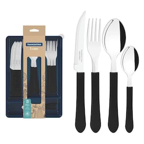 Faqueiro Leme Tramontina Inox Preto 25 Peças Com Gaveteiro