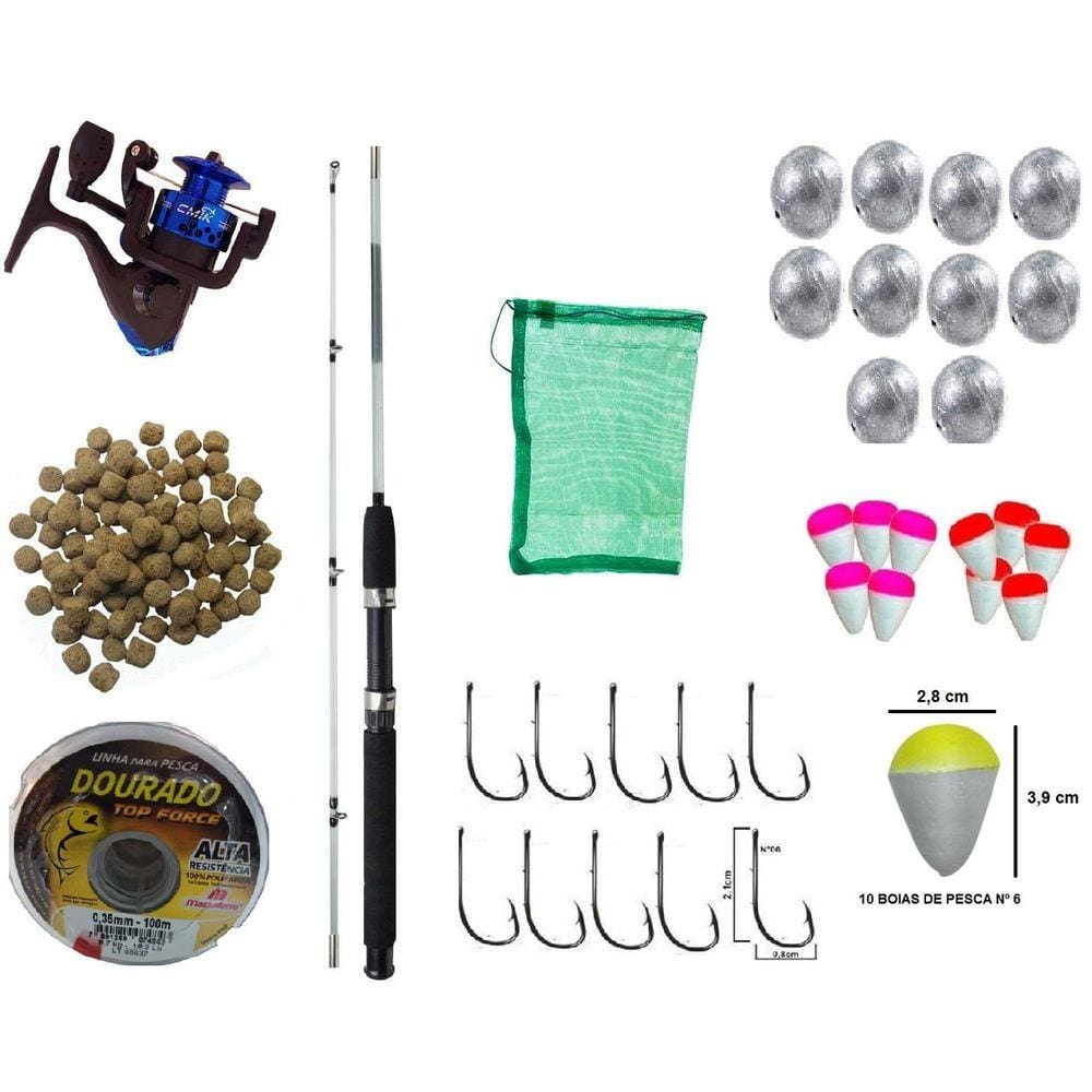 Kit Pesca Vara Para Molinete 1,20 Mt + Molinete + Linha