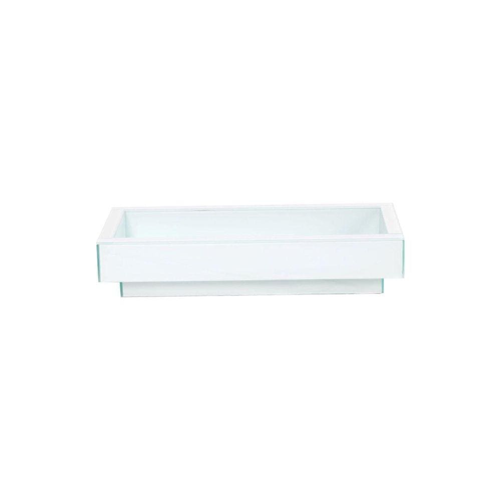 Bandeja Vidro Branco Decoração 50X30 Inova Decor