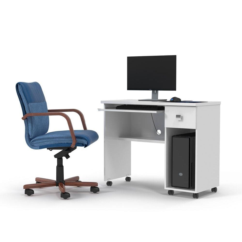 Mesa de Computador Vicenza Branca - Lukaliam Móveis