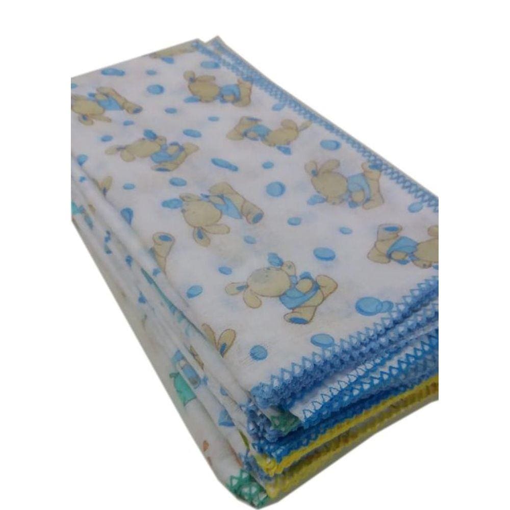 Kit 15 Fraldas De Pano e 15 Pano De Boca com crochê Menino