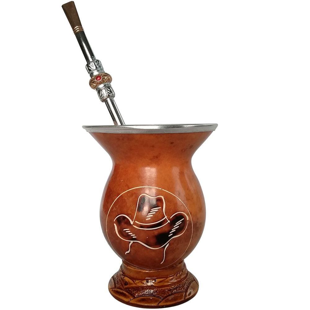 Conjunto Kit Cuia E Bomba Para Chimarrão Mate Terere Porongo Chapéu