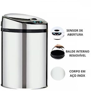 Lixeira Automática Inox 12 Lts Premium Sensor Banheiro Kzi