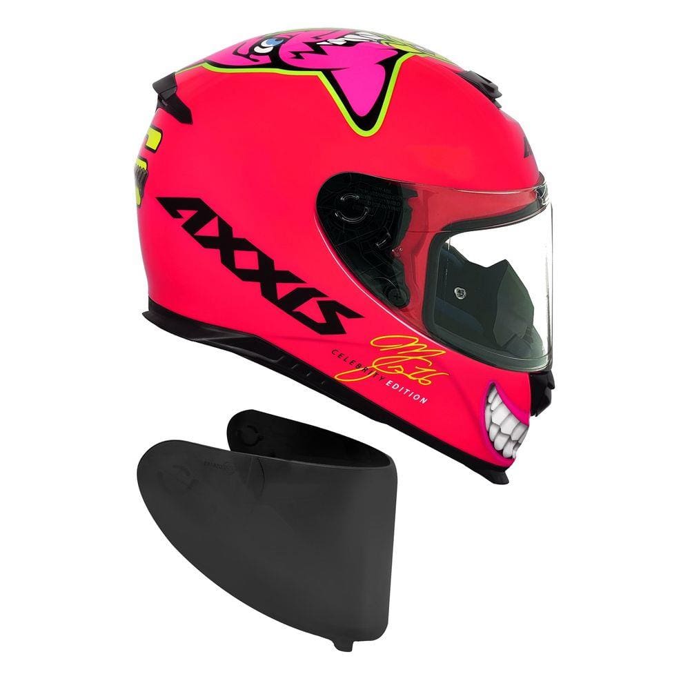 Capacete Axxis Mg16 Celebrity Edition Marianny Gloss Pink Com Viseira Fumê