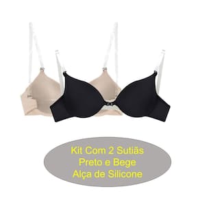 Kit com 2 Sutiã Alça Silicone Ajustável e Removível 2 Cores