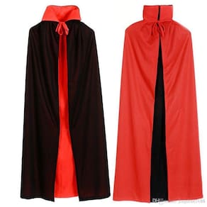 Fantasia Halloween Capa Drácula Vampiro Dupla Face Cetim Adulto