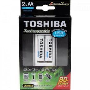 Carregador Pilha Usb 2 Pilhas Aa/Aaa .2.000 Mah Com 2