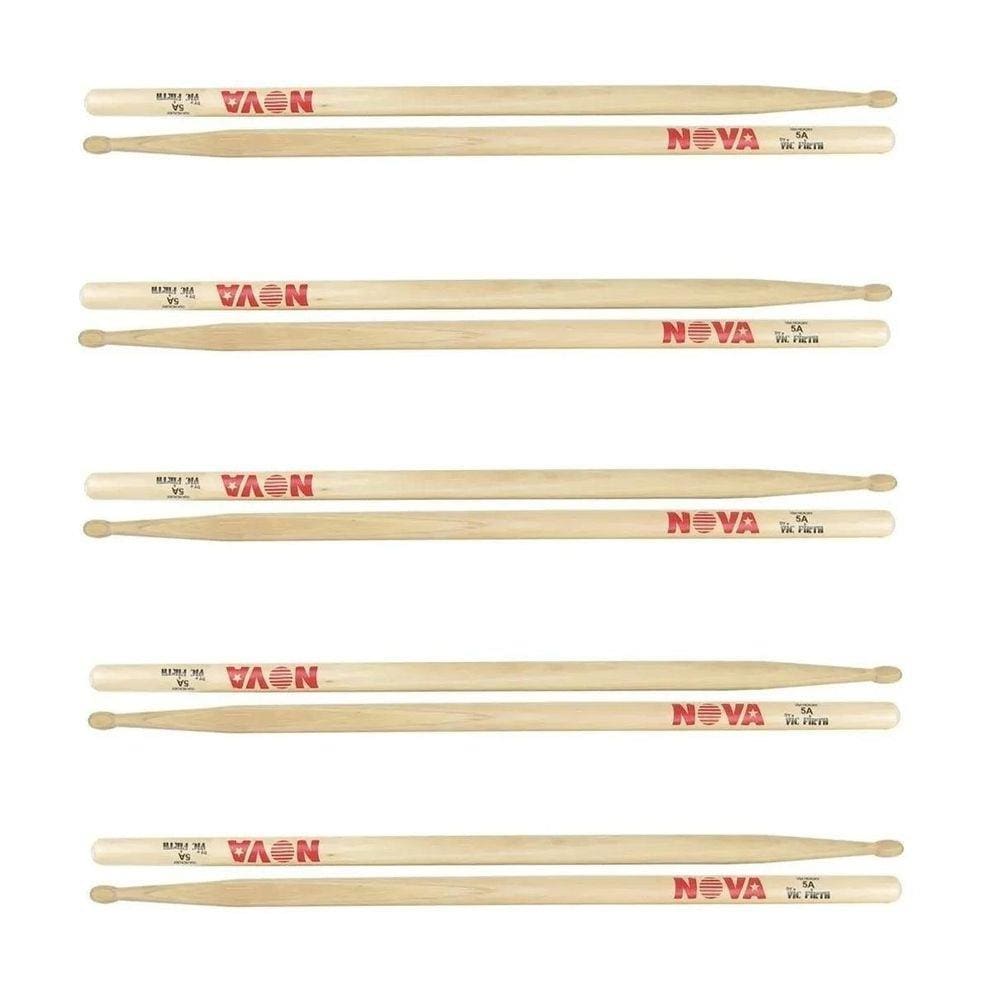 Kit 5 Pares Baquetas Nova 5A Mad Vic Firth Cod6092