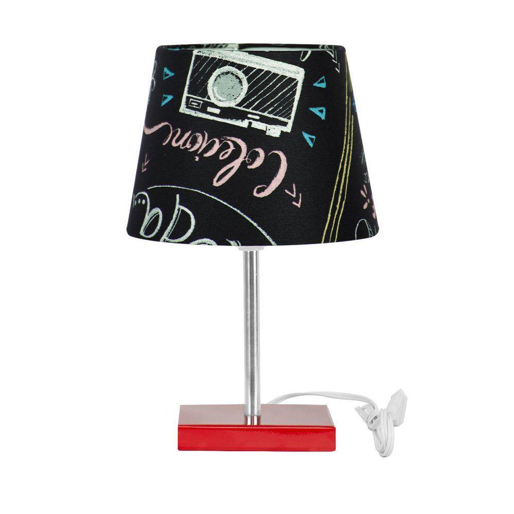 Abajur Eros Touch Parede Giz 050 Base Vermelha Quadrada