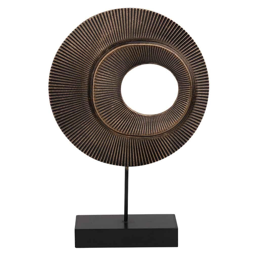 Escultura Decorativa de Madeira com Base Preto e Dourado 29,5cm NK0099 BTC