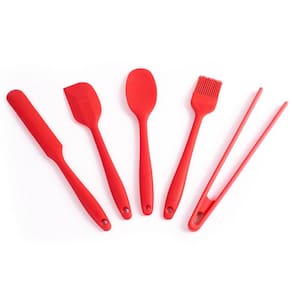 Kit de Utensílios de Silicone com 5 peças Vermelho - OIKOS