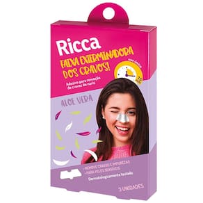 Adesivo Para Remoção De Cravos Do Nariz Ricca Com 3 Unidades - 3717