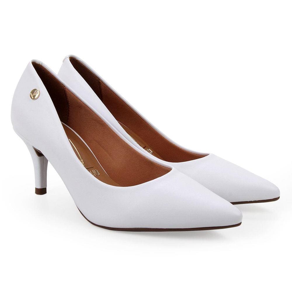 Scarpin Vizzano Pelica Fosco Conforto Salto Baixo - Branco