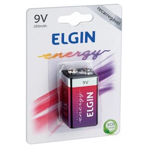 Bateria Recarregável Elgin 9V 250mAh Código 82215