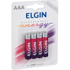 Pilha Recarregável Elgin AAA 1000mAh C/4 Código 82171