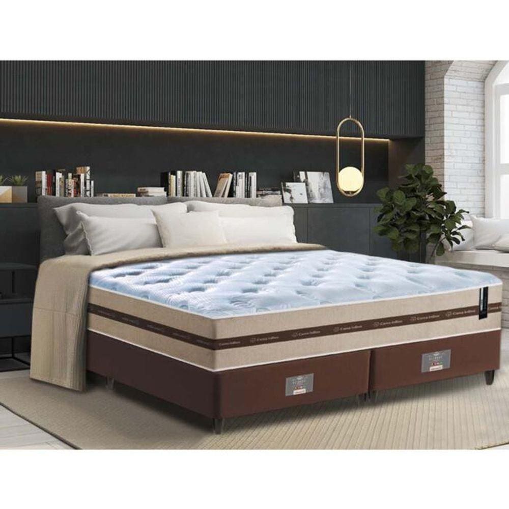 Conjunto Cama Box Queen (Colchão + Box) de Molas Cama inBox Pró Smart 158x198x60 Bege
