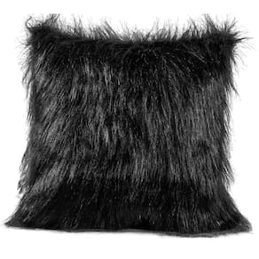 Capa de Almofada Avulsa Plush Pelúcia Preto 45cm x 45cm - Pelo Alto